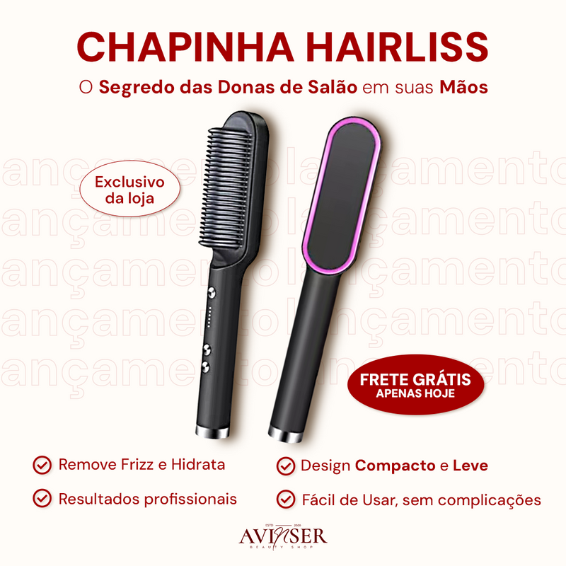 Escova 5 em 1 HairLiss© Tecnologia Iônica [Seca, Hidrata, AntiFrizz,Modela e Alisa]