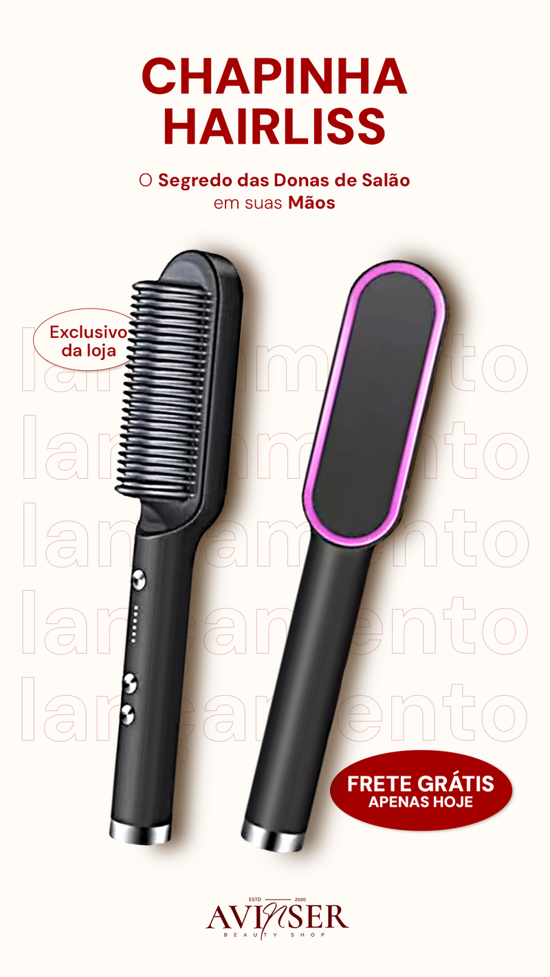 Escova 5 em 1 HairLiss© Tecnologia Iônica [Seca, Hidrata, AntiFrizz,Modela e Alisa]